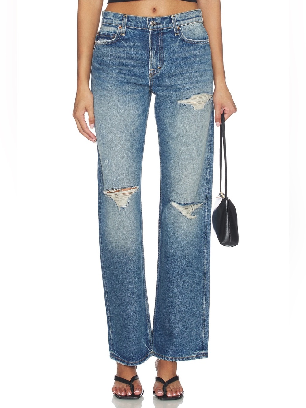 GRLFRND Graham Low Rise Relaxed Straight Ripped Jeans Vermont Ave Size 30